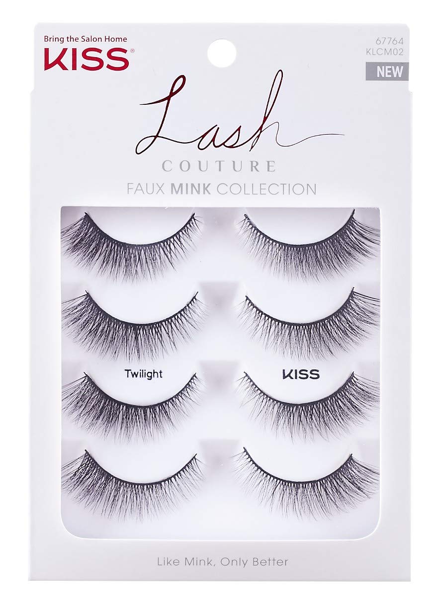 Kiss Lash Couture Faux Mink Eyelashes - Twilight Multipack (4 Pairs) | Natural Looking False Lashes for Everyday Wear & Special Occasions