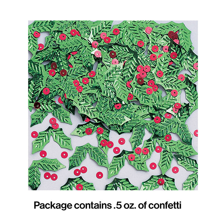12-Piece Bulk Holly & Berries Confetti for Christmas Party Decorations, Holiday Table Scatter, DIY Crafts, and Wedding Centerpieces