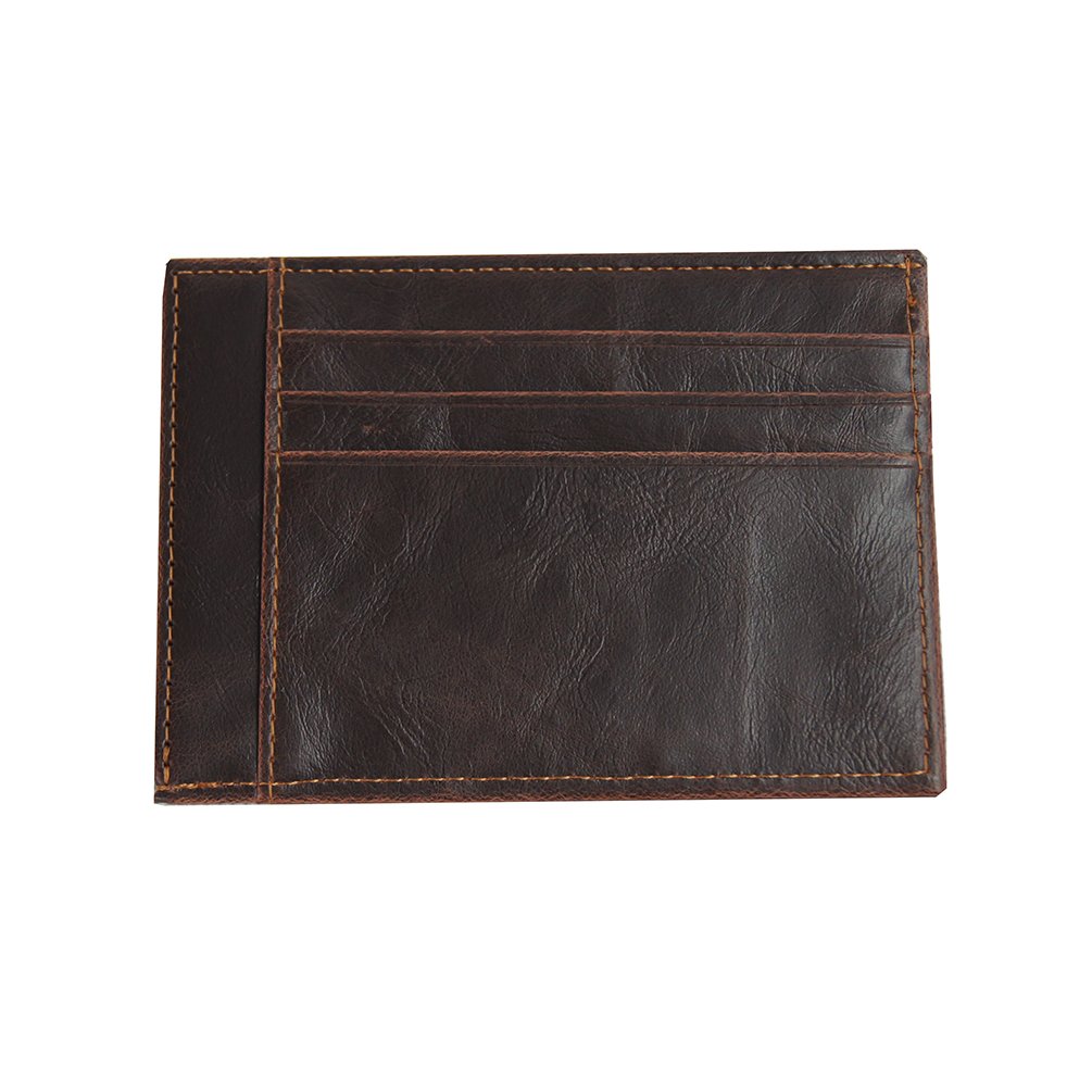 Men's Slim Leather Front Pocket Wallet - RFID Blocking Credit Card Holder & ID Case (Brown) - Perfect for Travel, Business & Everyday Use