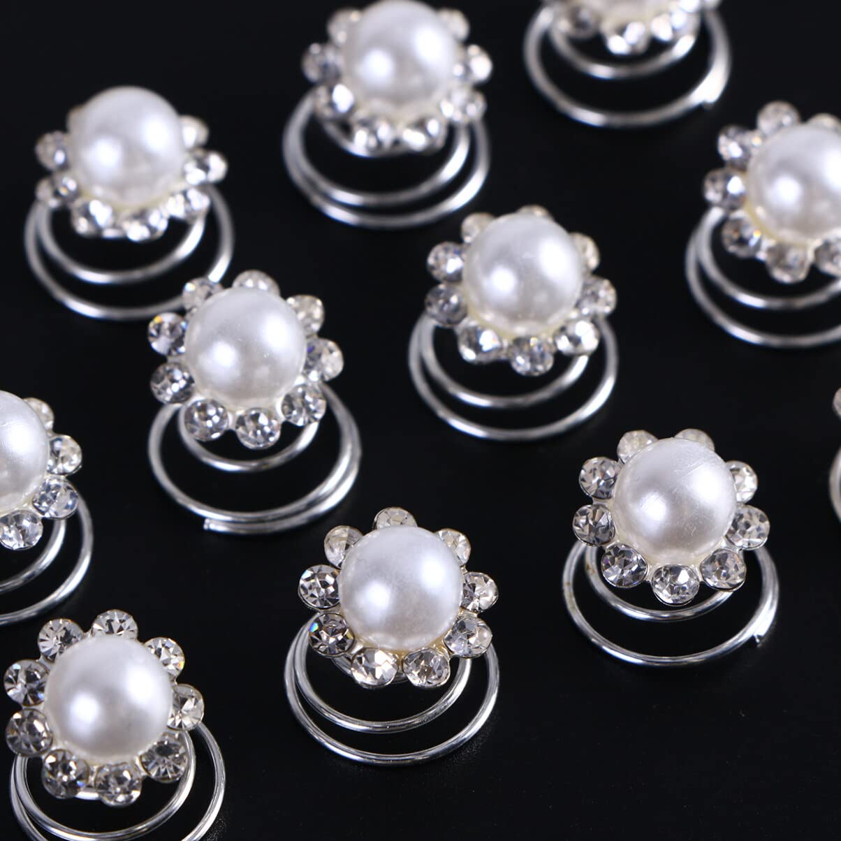 Mikinona 12 Pack Spiral Hair Pins with Crystal Flowers - Elegant Bridal Hair Clips for Weddings, Prom & Special Occasions - Perfect for Updos, Half-Up Styles & Boho Hairstyles