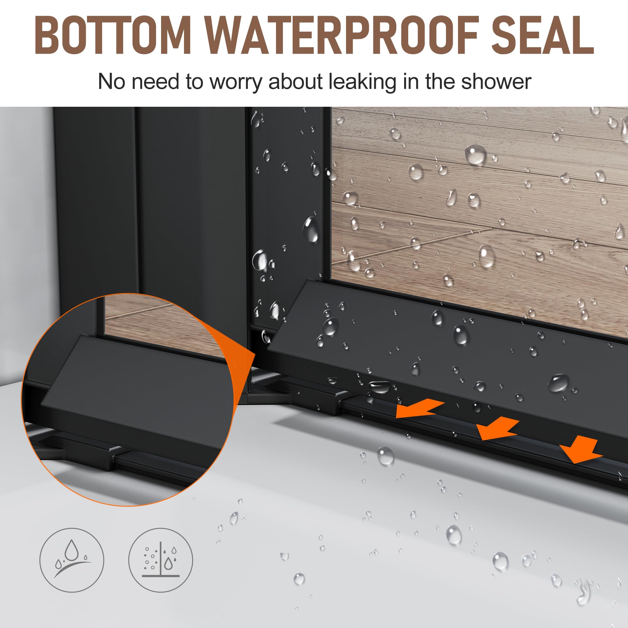 Frameless Matte Black Pivot Shower Door - 30