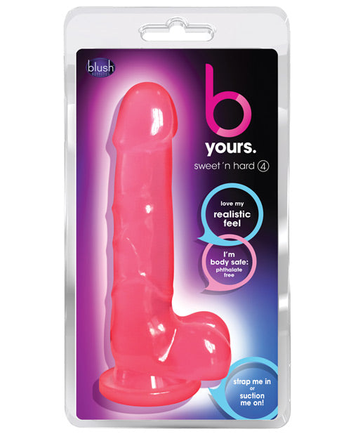 B Yours Sweet N' Hard 4 Dildo with Balls - 7.75 Inch Realistic Pink Silicone Adult Toy for Couples & Solo Play - Perfect for BDSM, Fantasy Fulfillment & Spicing Up Your Sex Life