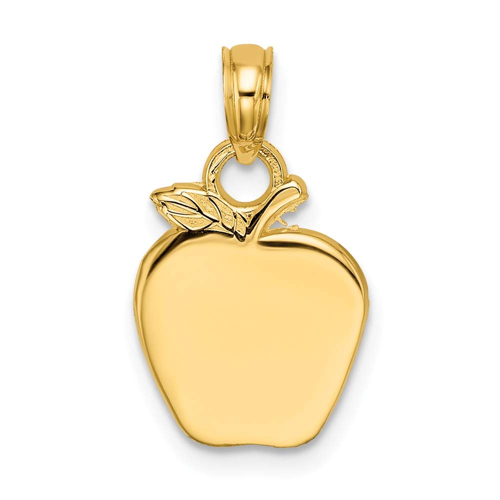 14K Yellow Gold Apple Pendant Necklace - High Polish 2D Design Jewelry Gift for Women - Perfect for Birthday, Anniversary & Everyday Wear