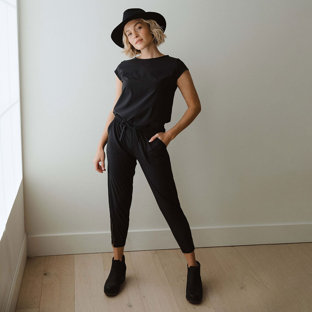 Stylish Black Jumpsuit for Women - Trendy One Piece Romper with Pockets | Perfect for Casual Outings, Date Nights & Summer Vacations