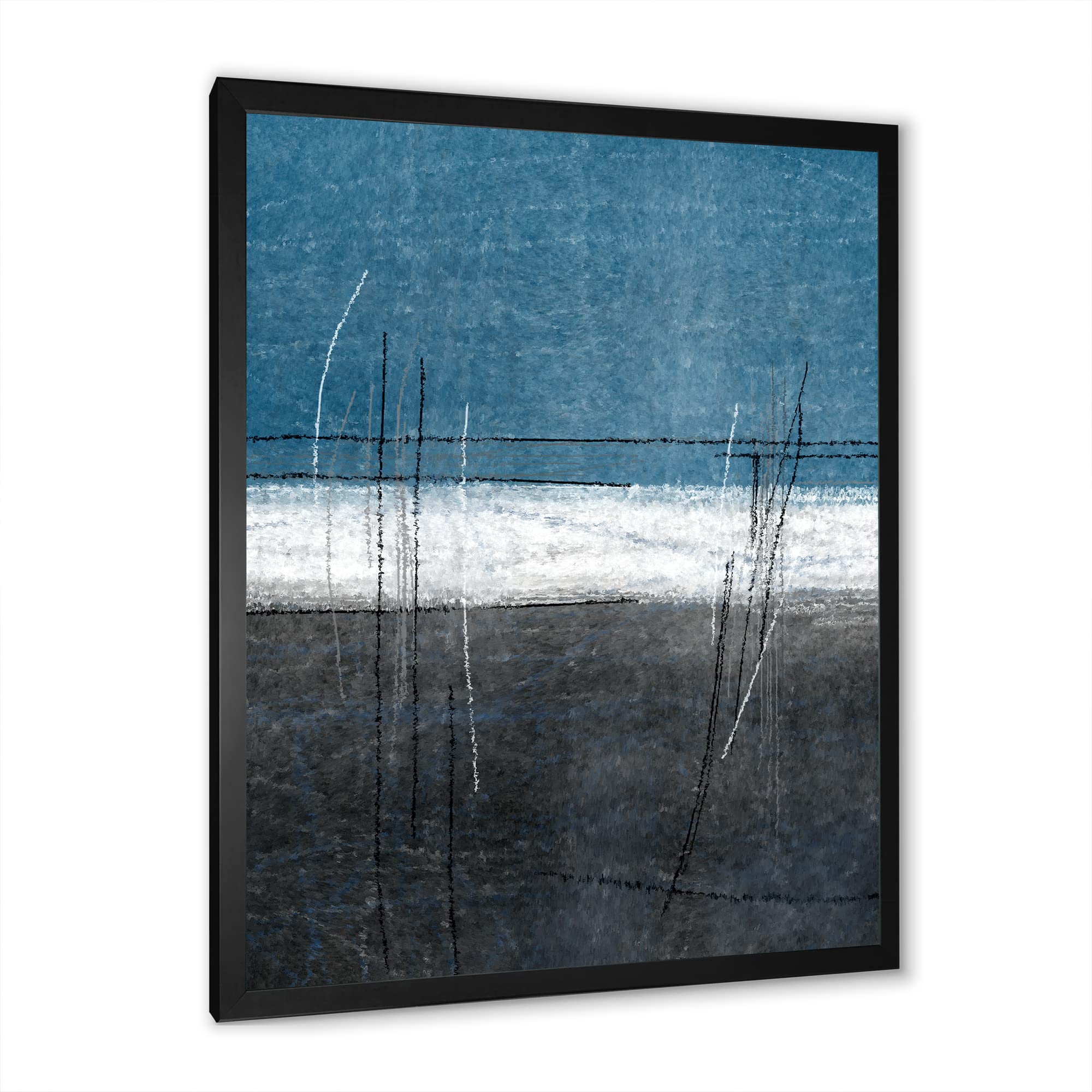 DesignQ Teal and Grey Abstract Art - Modern Framed Wall Decor for Living Room, Bedroom & Office | Premium Canvas Painting for Home & Office Decor