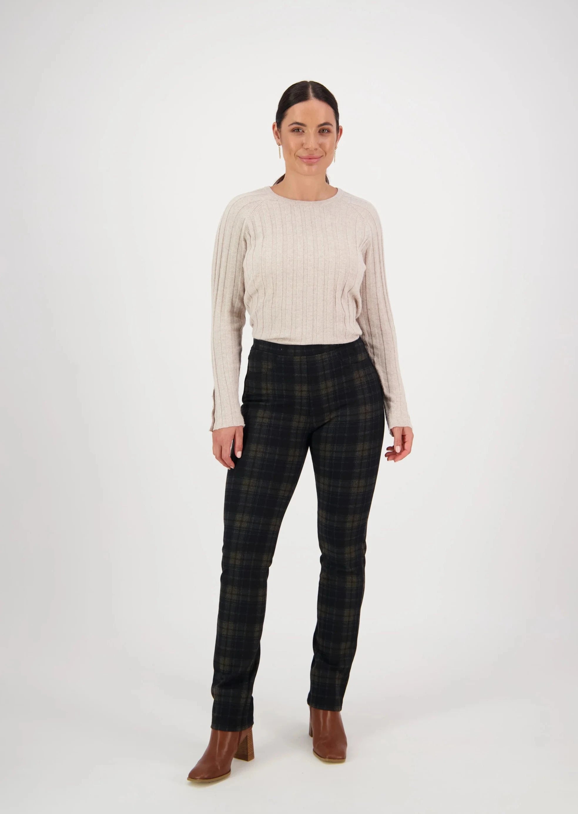 Vassalli Women's Slim Leg Printed Ponte Surrey Pants - Comfortable Stretch Work Pants for Office & Business Casual Wear