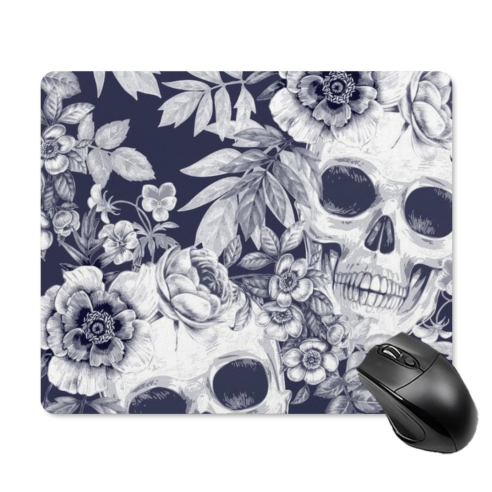 Skull Design Non-Slip Mouse Pad - Waterproof Rubber Base Gaming Mouse Mat for Laptop, Office & Home Computer (8.7