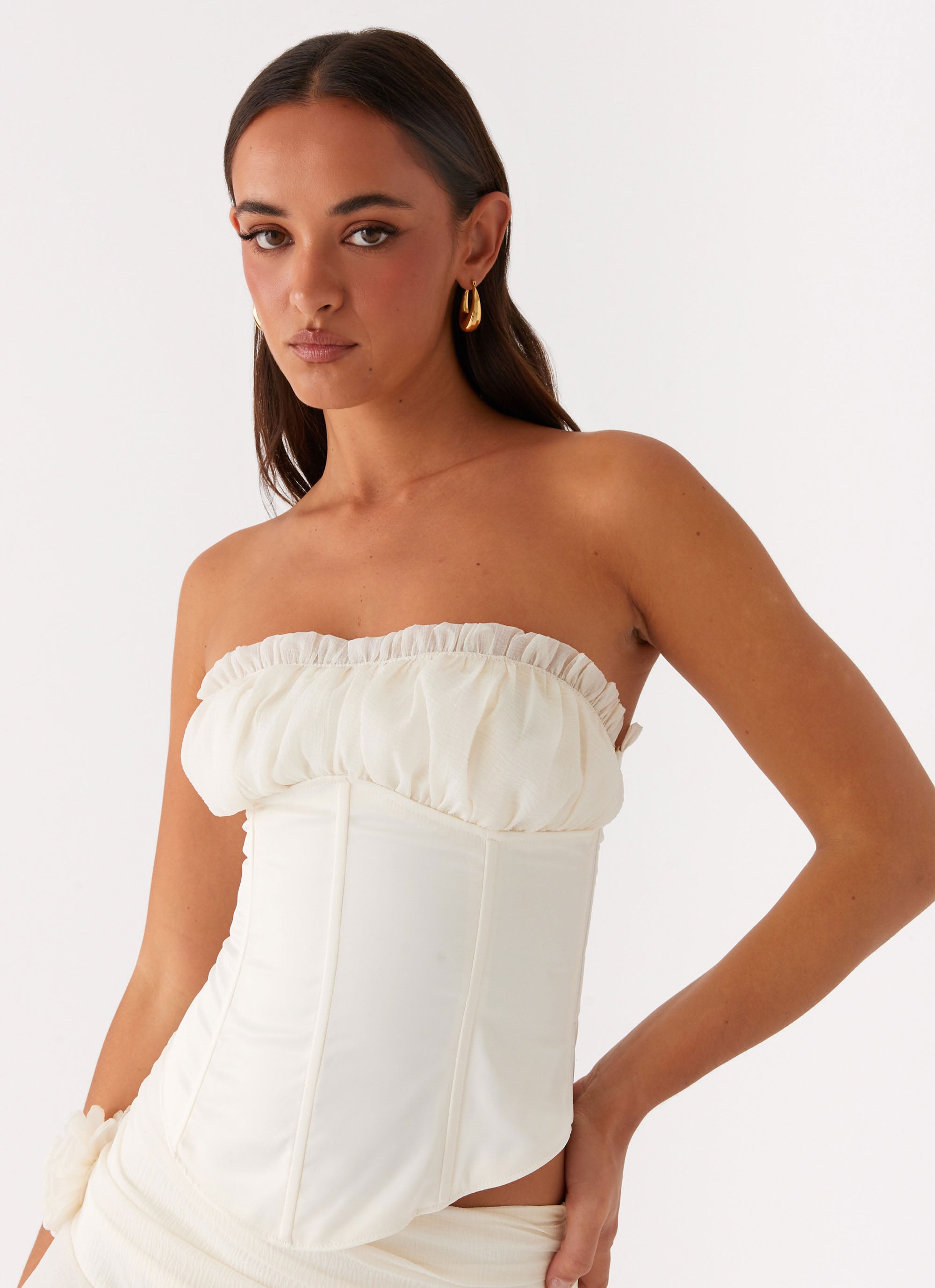 Strapless Corset Top - Ivory | Elegant Bustier for Women | Perfect for Evening Parties, Weddings & Date Nights