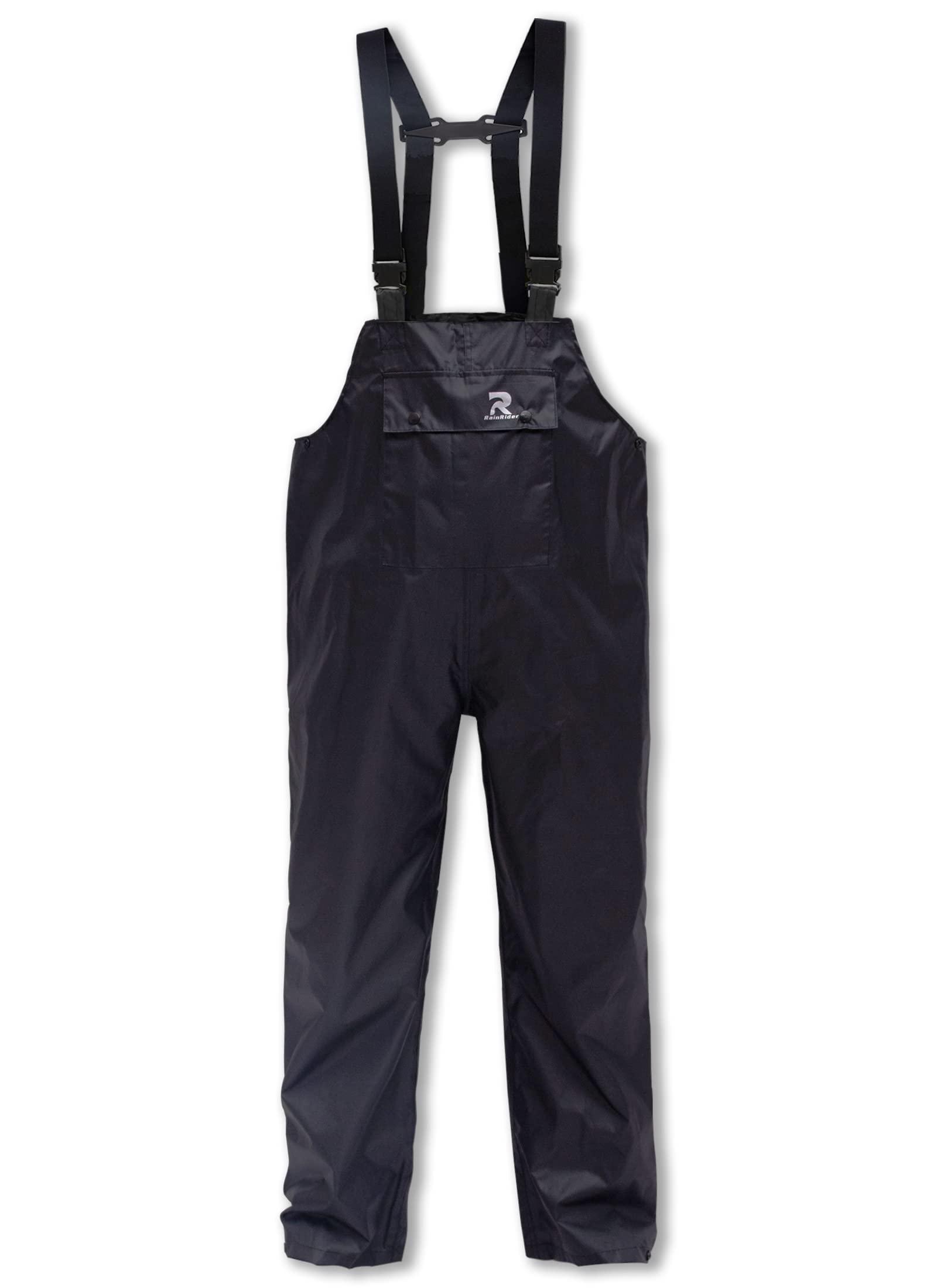 RainRider Waterproof Rain Bib Pants for Men & Women - 150D Oxford Rip-Stop Work Overalls - Heavy Duty Safety Trousers for Construction, Fishing & Outdoor Activities