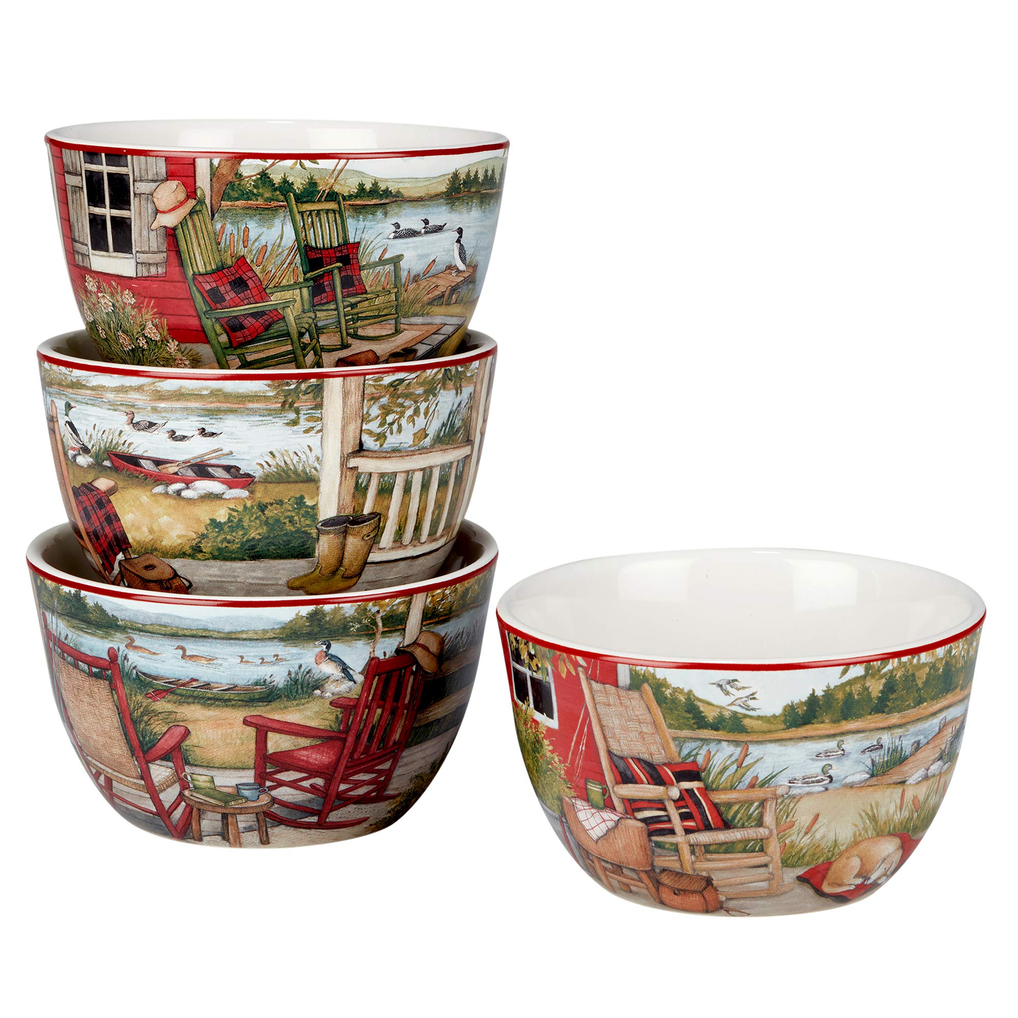 Certified International Lake Retreat 16-Piece Dinnerware Set - Service for 4 - Elegant Porcelain Dishes for Casual Dining, Entertaining & Family Gatherings