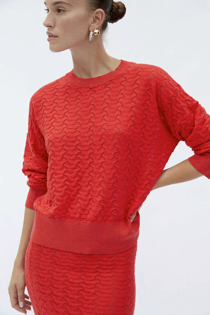 Felix Sweater Women's Red Knit Pullover - Cozy Winter Fashion for Casual Outings & Holiday Gatherings