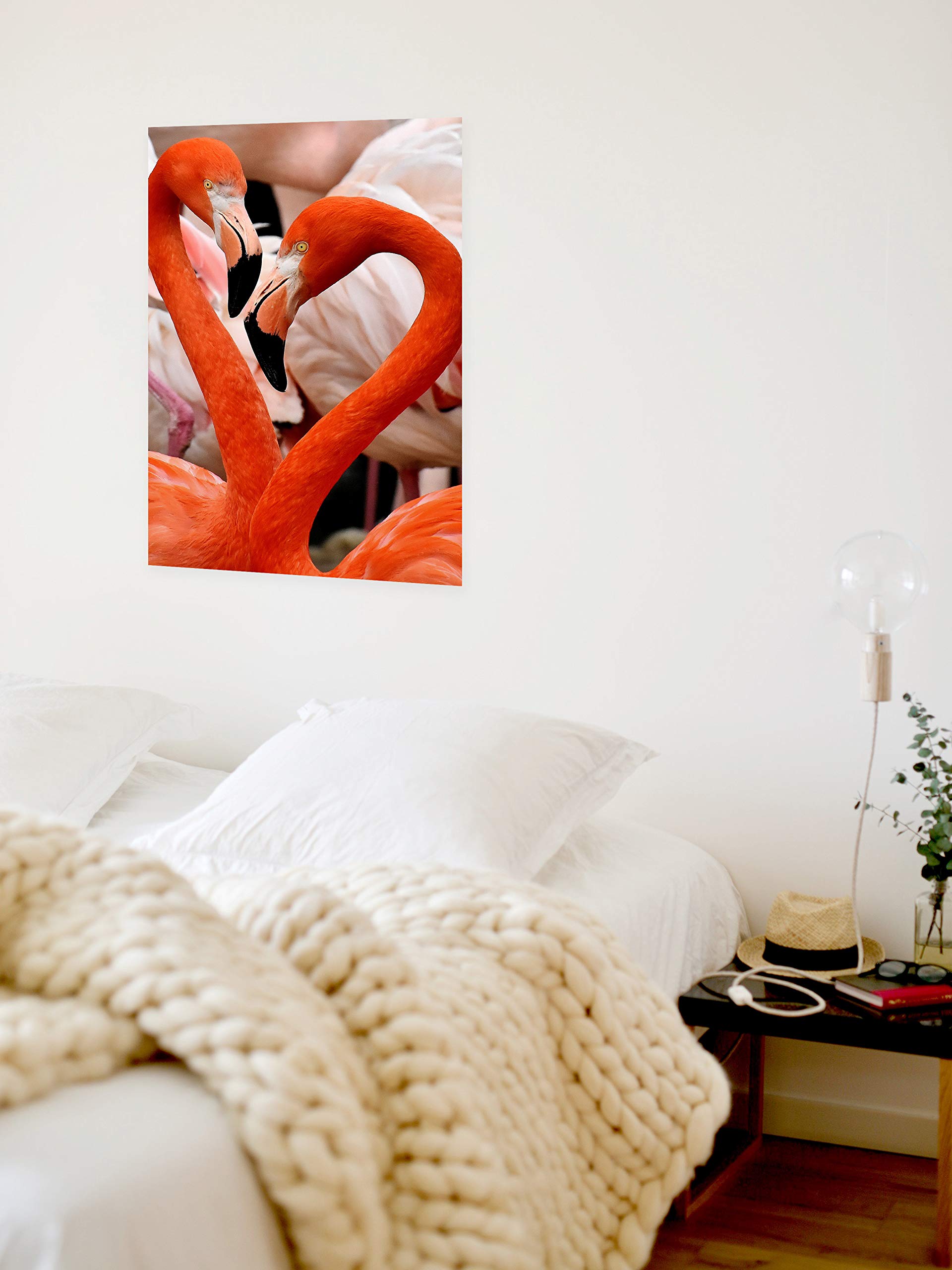 Flamingo Couple Wall Art - Pink Love Decor for Bedroom & Living Room - 8x12 Inch Cute Flamingo Picture - Perfect for Home Decor, Gifts & Tropical Theme Rooms