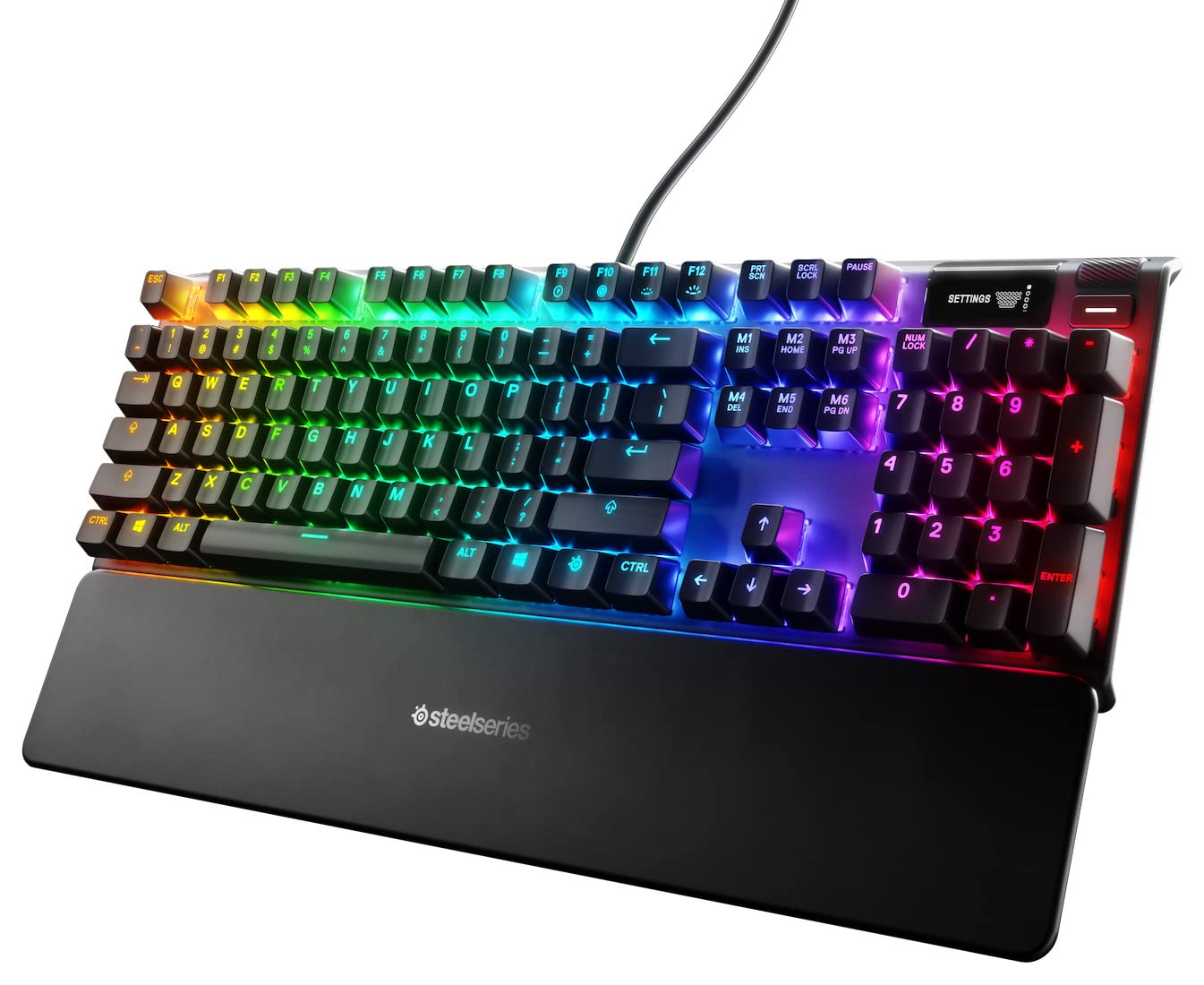 SteelSeries Apex 7 Mechanical Gaming Keyboard with OLED Display - Blue Switches - US QWERTY Layout - Perfect for FPS, MOBA & Esports Gaming