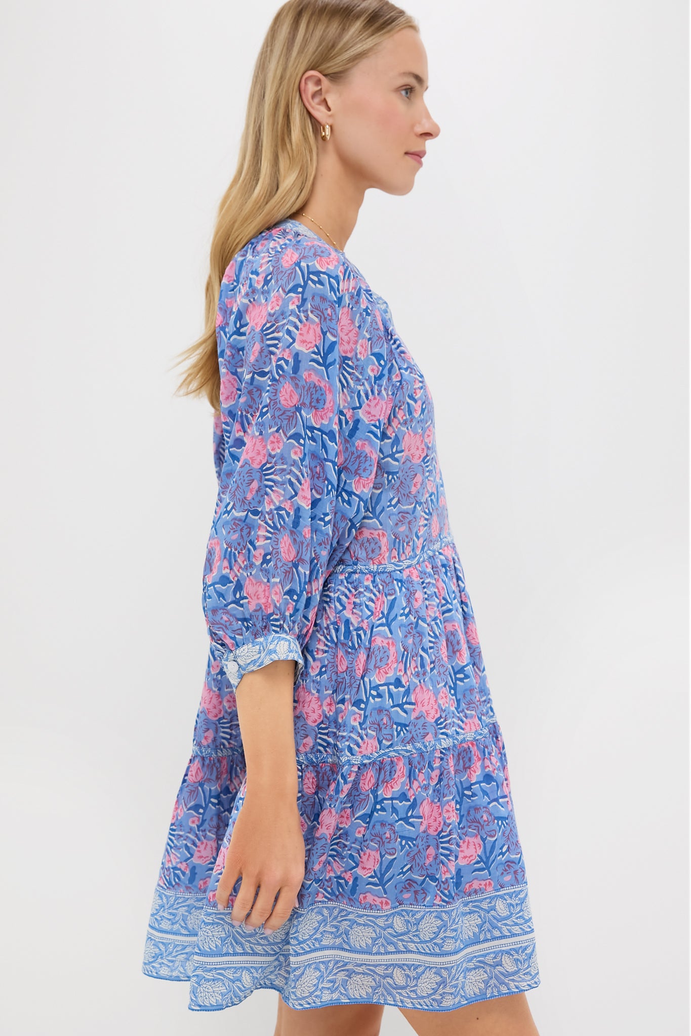 Stylish Blue & Pink Printed Clara Mini Dress for Women | Floral Summer Party Dress | Perfect for Beach Vacations, Date Nights & Casual Outings