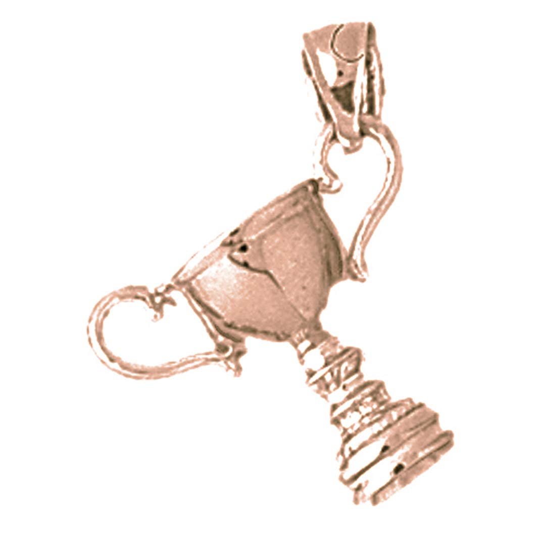 14K Rose Gold Trophy Pendant Necklace - 22mm Solid Gold Jewelry for Sports Awards, Graduation Gifts & Everyday Wear