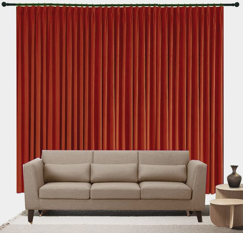 Double Pinch Pleated Blackout Curtains for Dining Room & Kitchen - Thermal Insulated Extra Long Loft Window Drapes (Brick Red, 60x84 Inches, 1 Panel with Hook) - Perfect for Light Blocking & Temperature Control in Living Rooms, Bedrooms & Home Offices