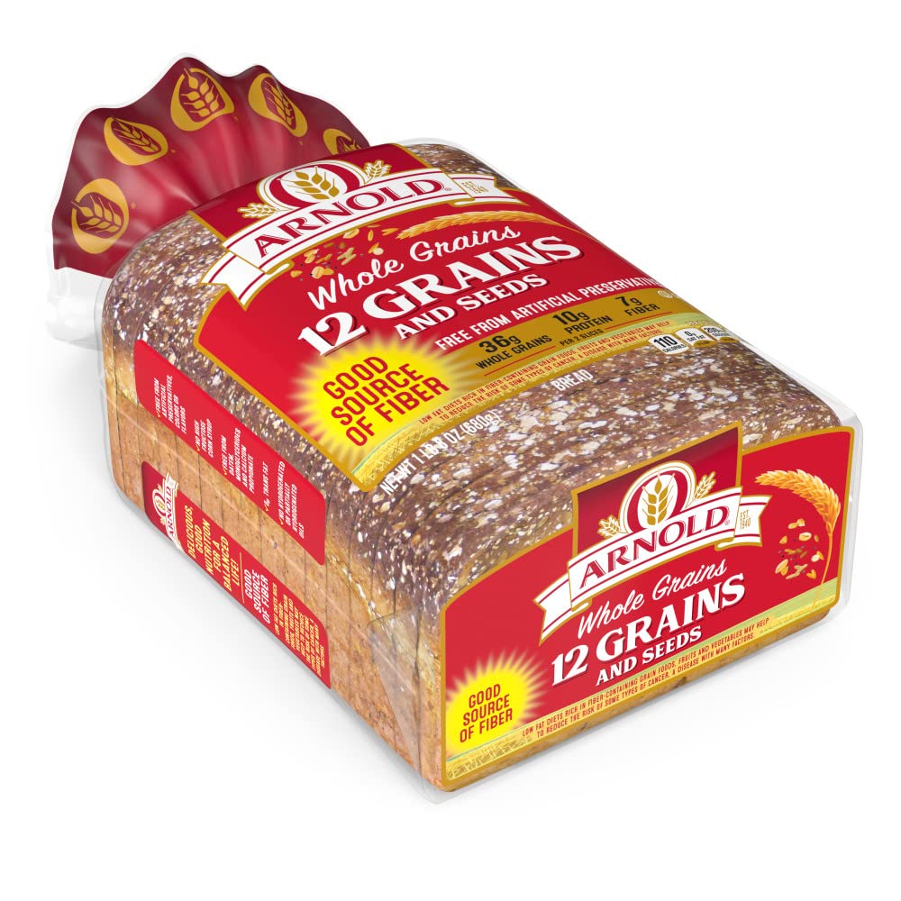 Arnold 12 Grains and Seeds Whole Grain Multigrain Bread - 24 oz Bag | Healthy High Fiber Sandwich Bread for Breakfast, Lunch & Snacks