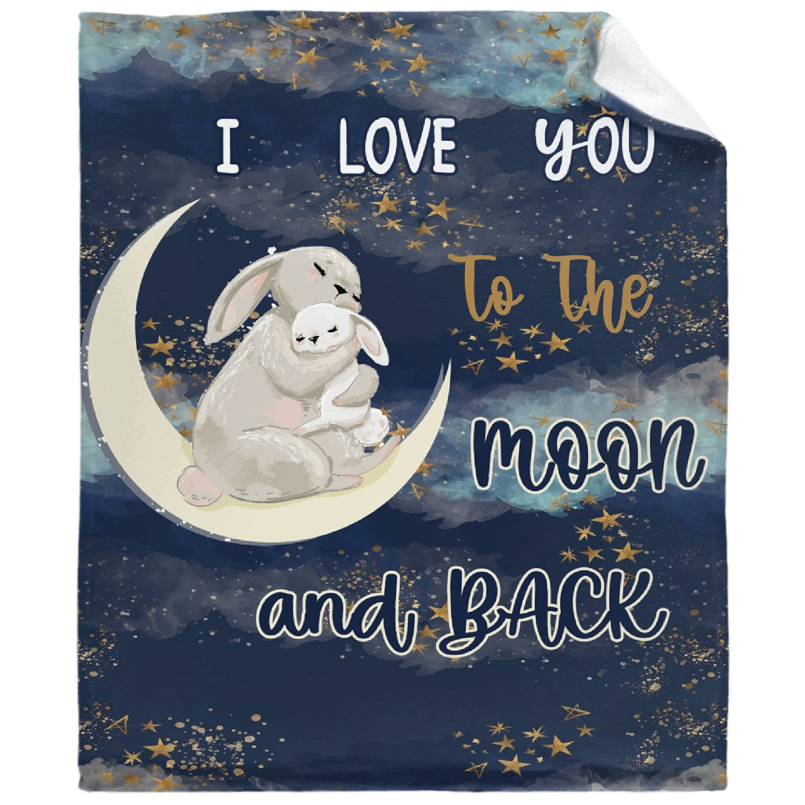Super Soft Flannel Throw Blanket - Galaxy Rabbit Design 'I Love You to The Moon & Back' - Oversized 120x90 Inch Fleece Blanket for Bed, Sofa, Couch - Perfect for Home Decor, Gifts, Beach Picnics & Outdoor Adventures