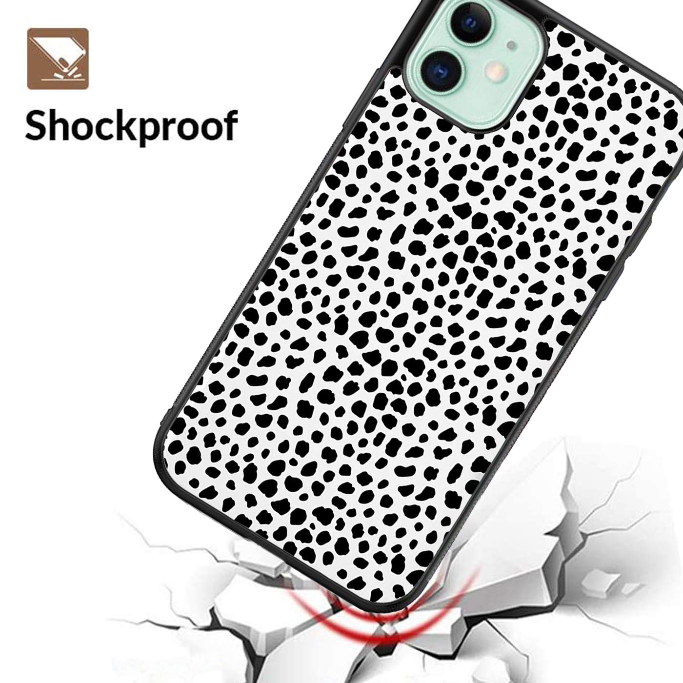 Black & White Dalmatian Print iPhone 13 Pro Max Case - Slim Protective Phone Cover with Soft TPU & Tempered Mirror | Trendy Fashion Case for Women & Girls | Perfect for Everyday Use, Work & Travel