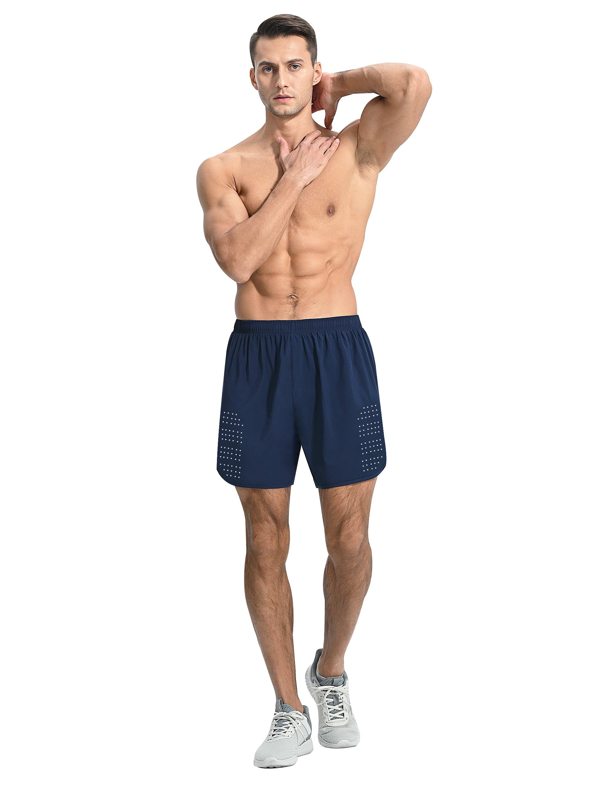 EZRUN Men's 5 Inch Running Shorts - Quick Dry Breathable Athletic Workout Shorts with Zipper Pockets - Perfect for Jogging, Gym Training & Outdoor Sports