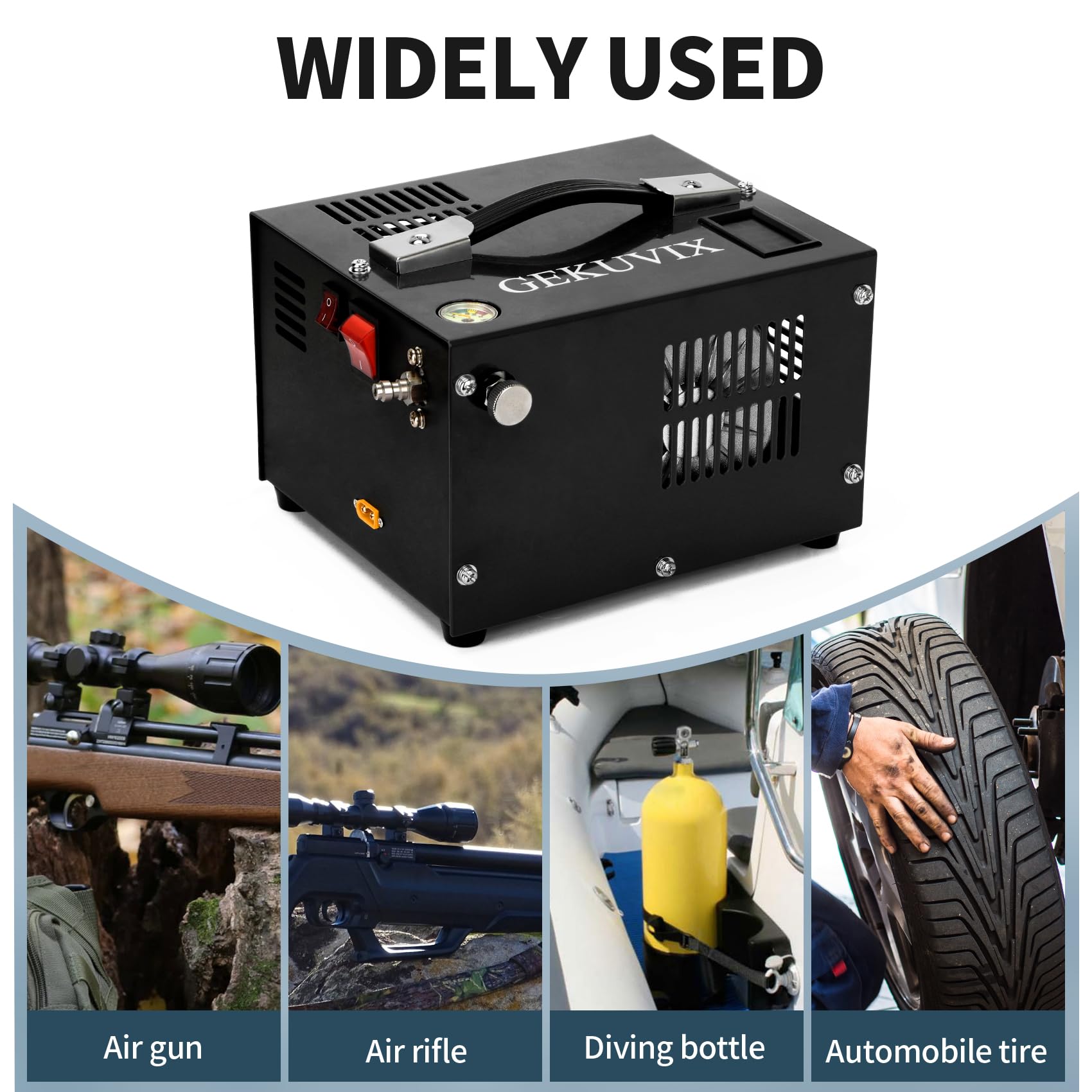 4500PSI PCP Air Compressor - 30MPa Oil-Free High Pressure Pump for PCP Rifles & Paintball Guns | 12V DC/110V AC Dual Power with Built-in Cooling Fan | Portable Airgun Compressor for Hunting, Shooting Sports & Automotive Use