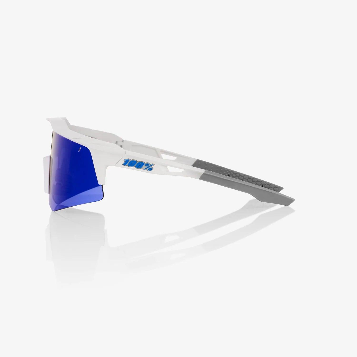 100% UV Protection Sunglasses SPEEDCRAFT XS Matte White Frame with Blue Multilayer Mirror Lens - Perfect for Driving, Running & Outdoor Sports