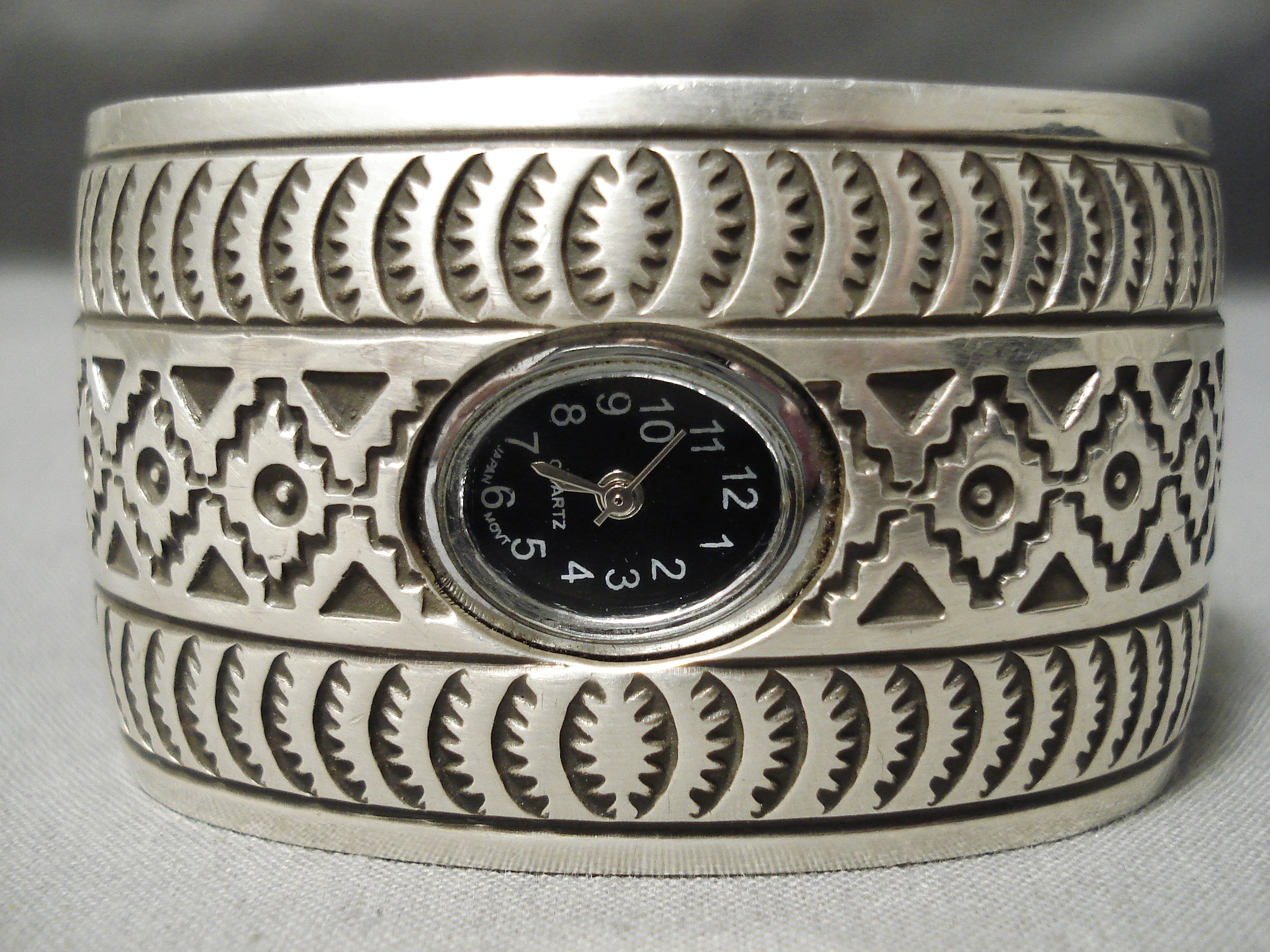 10x Intricate Vintage Native American Navajo Sterling Silver Wide Watch Bracelet - Authentic Handcrafted Jewelry for Women, Perfect for Boho Fashion, Special Occasions & Gift Giving