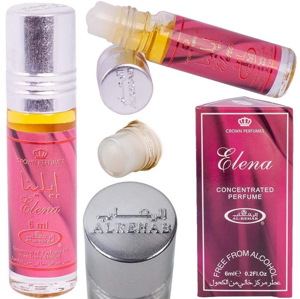 Al-Rehab Elena Perfume Oil - 6ml (0.2 Oz) Roll-On Fragrance for Women, Long-Lasting Arabian Scent, Perfect for Daily Wear, Date Nights & Special Occasions