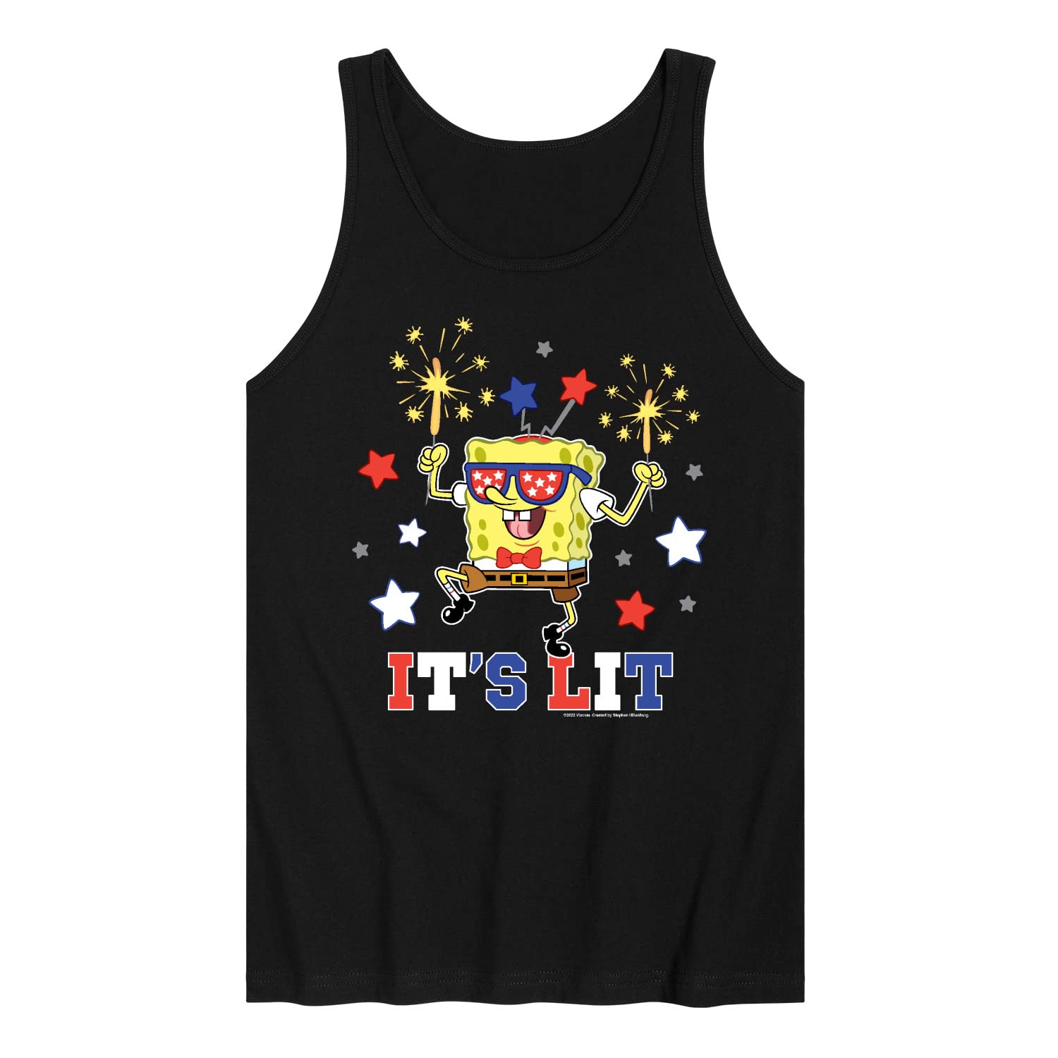 HYBRID APPAREL Spongebob Squarepants Men's Jersey Tank Top - It's Lit Graphic Tee - Soft Breathable Fabric for Summer, Gym & Casual Wear