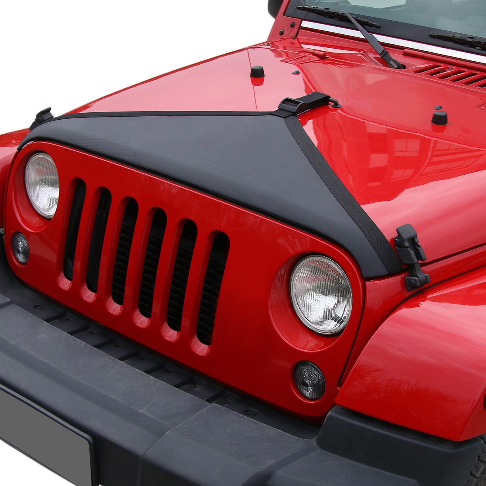 Jeep Wrangler JK Hood Bra Cover Protector (2007-2017) - Black Exterior Accessory for UV & Scratch Protection | Perfect for Off-Roading & Daily Commute