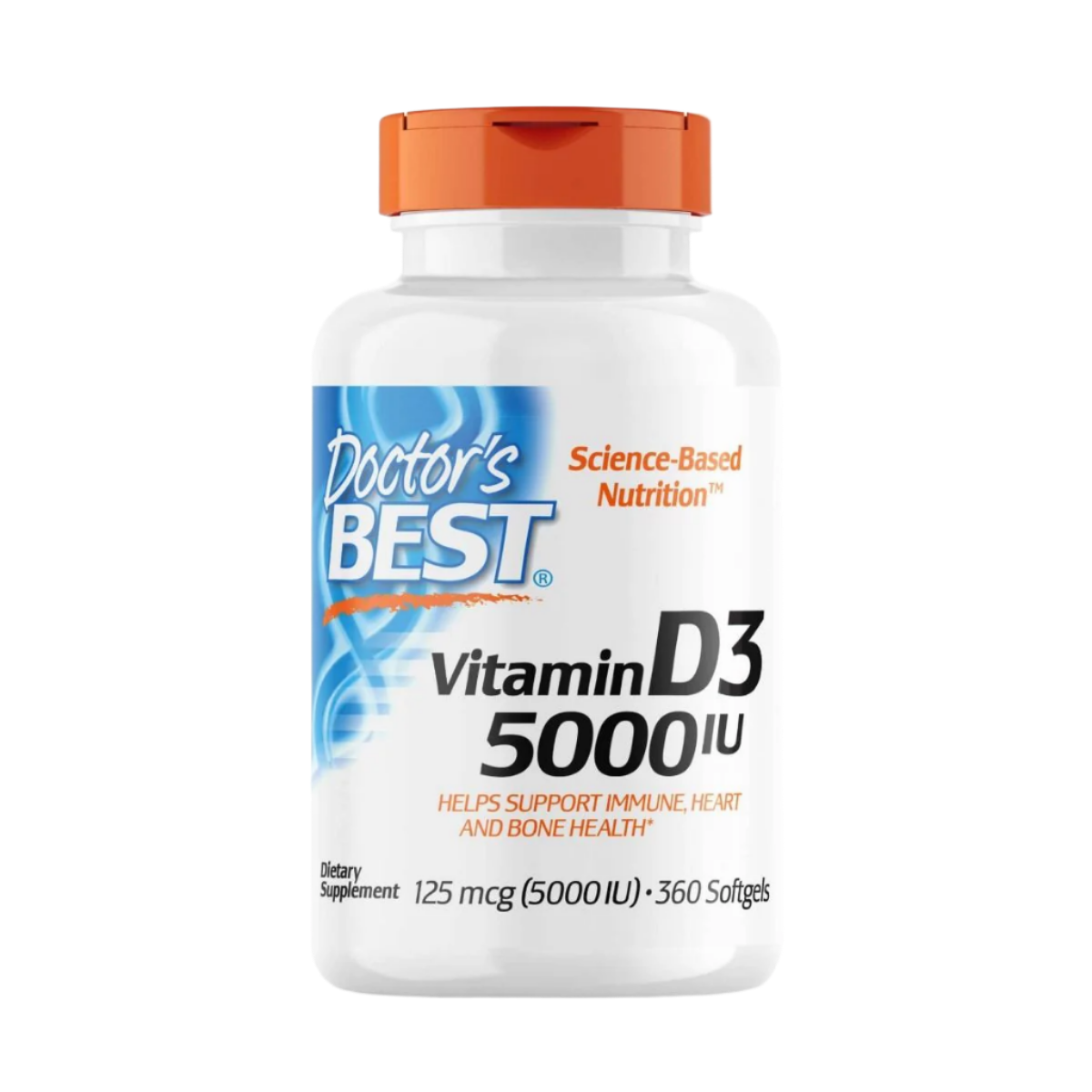 Doctor's Best High Potency Vitamin D3 125mcg (5,000 IU) - 360 Softgels for Immune Support & Bone Health - Daily Supplement for Adults & Seniors