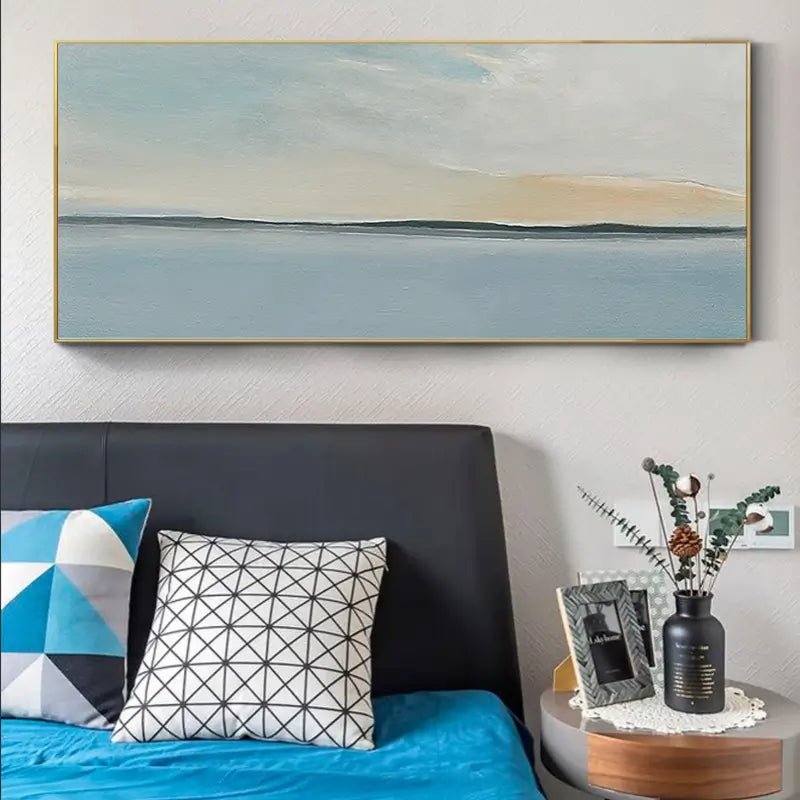 Ocean and Sky Painting - Handmade Canvas Art #OS023 for Home Decor, Office Wall Art, and Living Room Aesthetic