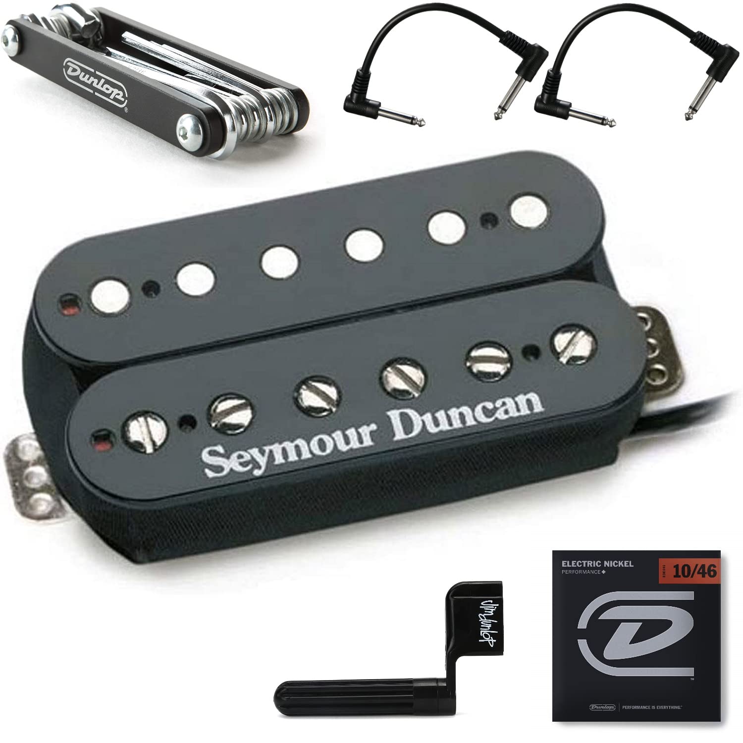 Seymour Duncan TB-4 JB Model Trembucker Pickup for Electric Guitar - Includes 2 Patch Cables, Dunlop DEN1046 Strings, String Winder & Multi-Tool | Perfect for Rock, Metal & Live Performances