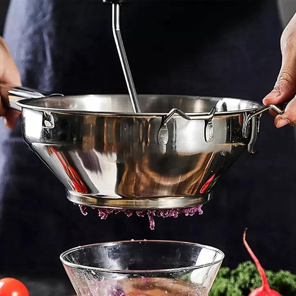 Stainless Steel Vegetable & Fruit Grinder Tool - Food Mill for Mashing Pumpkin, Potatoes, Tomatoes | Perfect for Purees, Baby Food & Cooking Prep