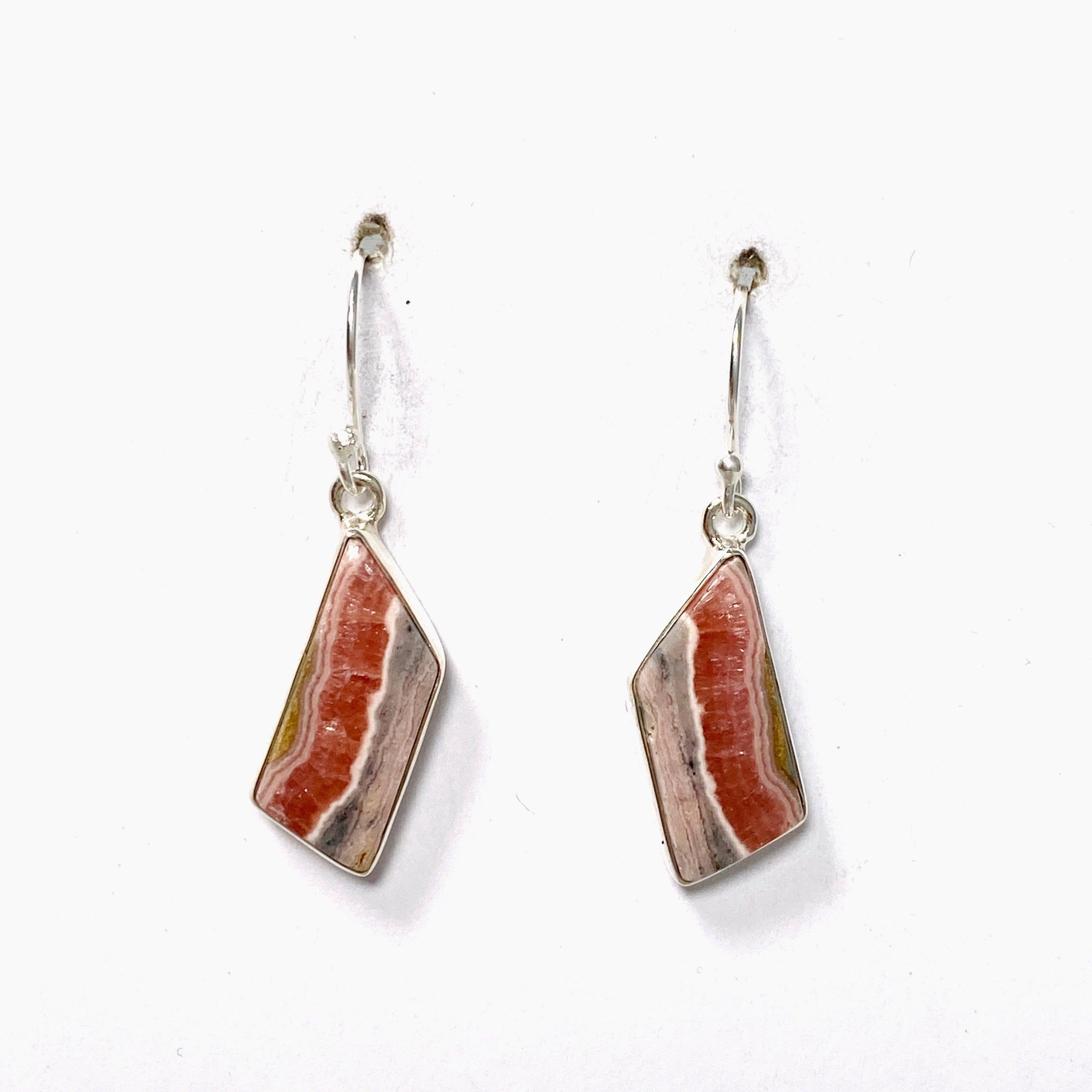 Natural Rhodochrosite Freeform Dangle Earrings for Women - Handmade Gemstone Jewelry Gift - Perfect for Boho Style & Special Occasions