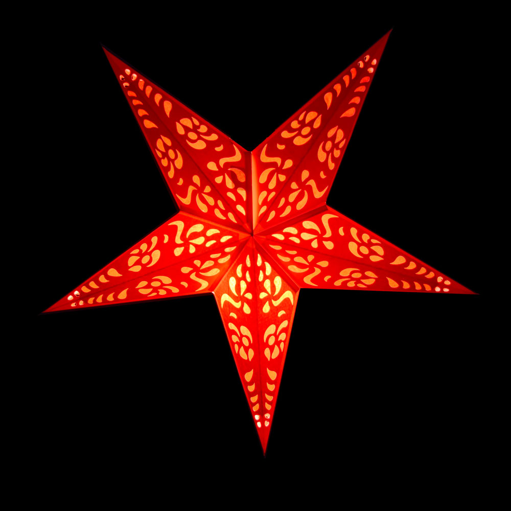 24 Pack Red Punch Paper Star Lanterns - Hanging Wedding & Party Decorations for Indoor/Outdoor Events, Baby Showers, Christmas & Chinese New Year Decor