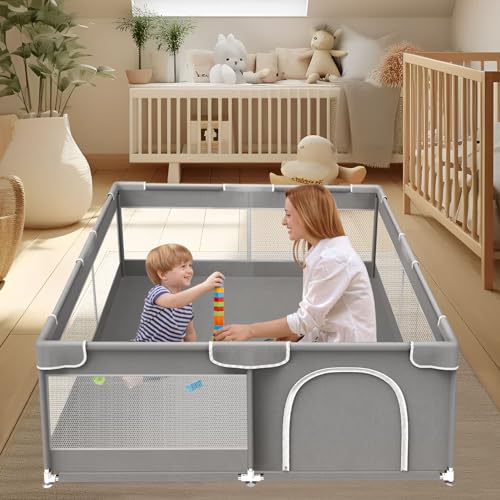 Baby Playpen for Infants & Toddlers - Indoor & Outdoor Play Yard with Soft Breathable Mesh - Perfect for Home, Nursery, Park & Travel