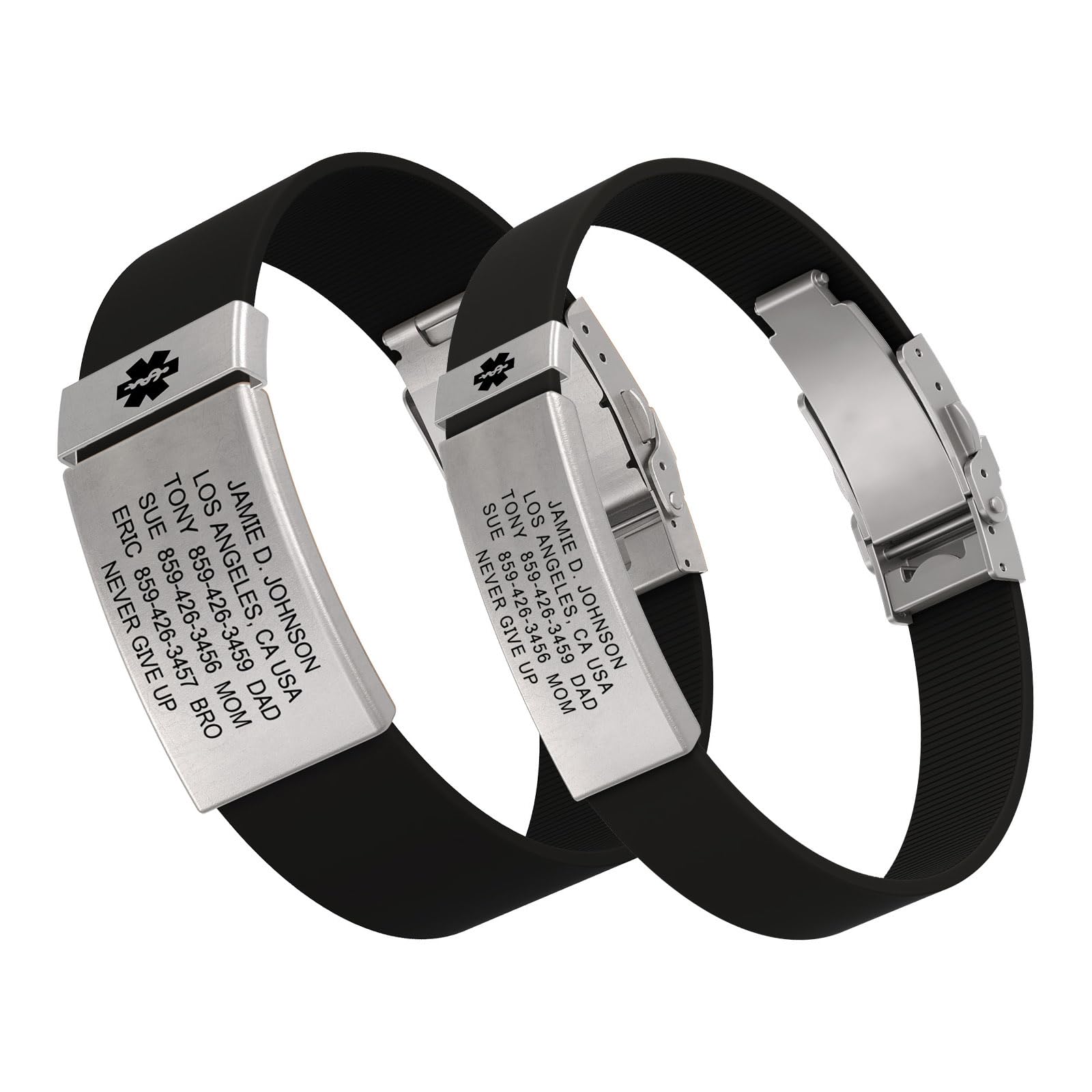 ROAD iD Personalized Medical ID Bracelet for Adults & Kids - Waterproof Silicone Wristband with Engraved Emergency Contact Info - Ideal for Running, Hiking, Travel & Medical Alert Needs