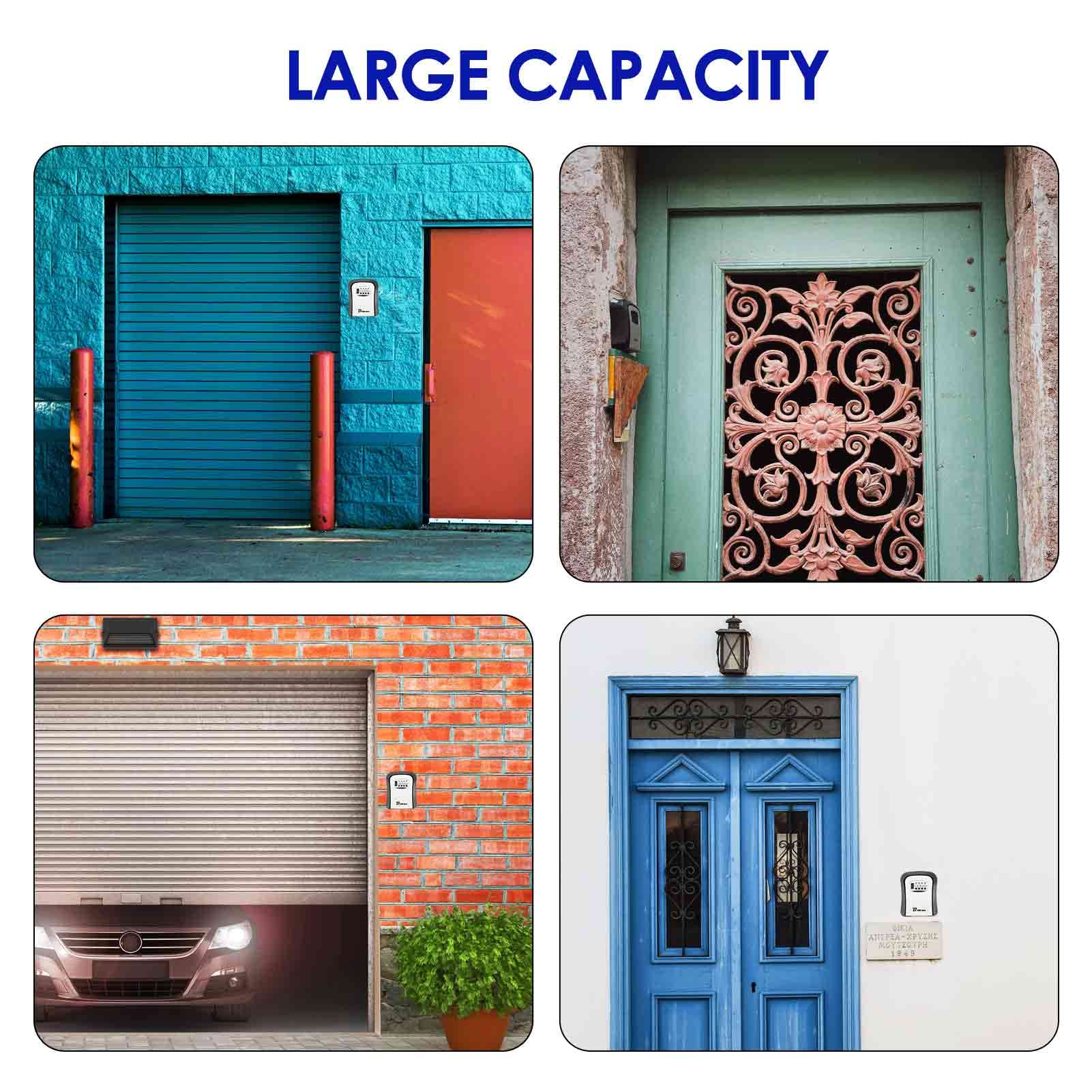 Waterproof Combination Lock Box with 4-Digit Code - Resettable Wall Mount Key Hider for House Keys, Car Keys & ID Cards | Large Capacity Security Box with Mounting Kit | Perfect for Vacation Rentals, Airbnb Hosts & Property Management