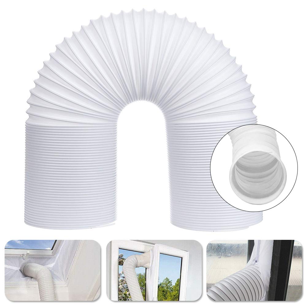 Maserfaliw 5.1/5.9 Inch PP Telescopic Air Conditioner Hose with Clockwise Thread - White Exhaust Vent Pipe (150mm x 3m) for AC Unit Installation & Ventilation - Perfect for Home, Office & RV Cooling Systems