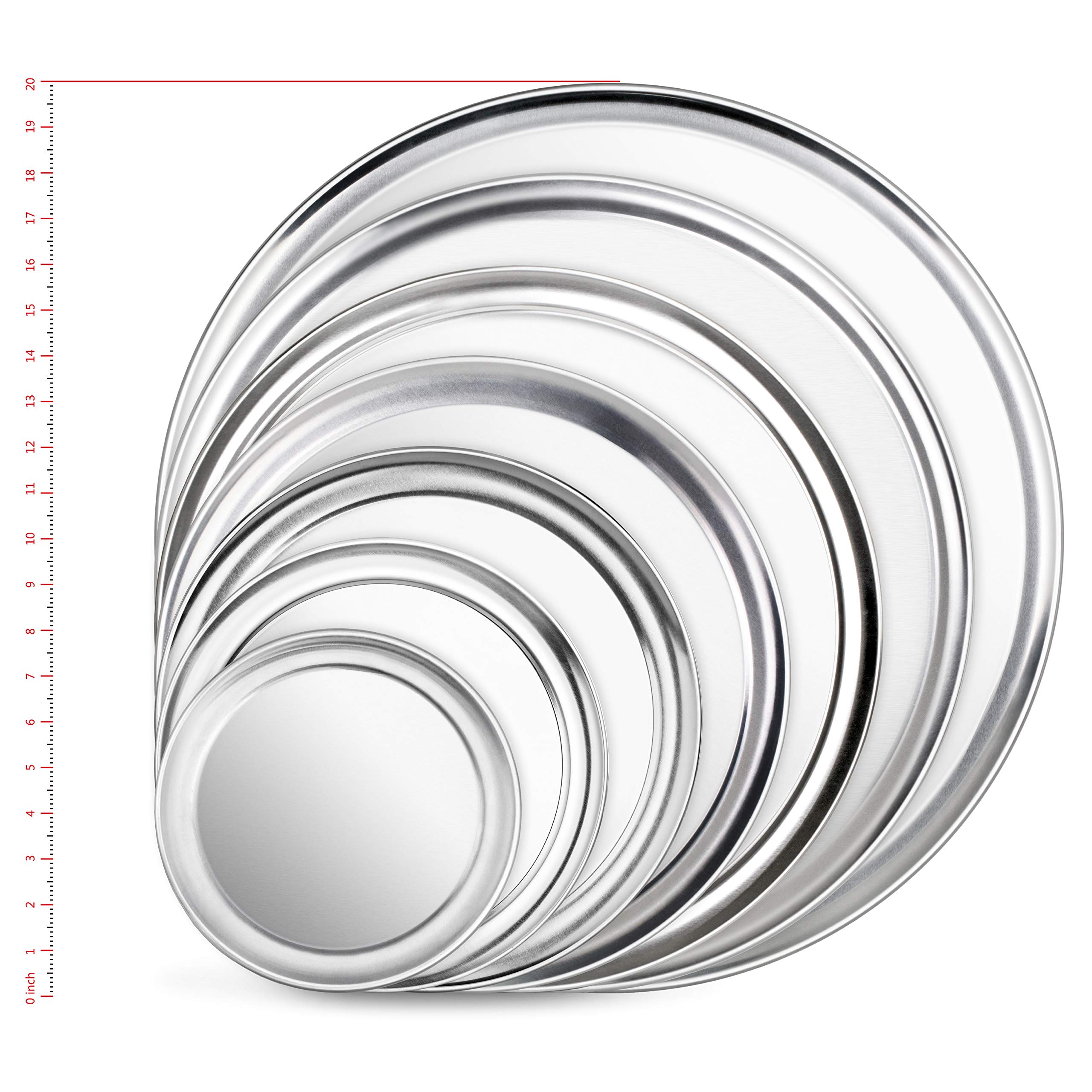 Commercial Grade Aluminum Pizza Trays - 8 Inch Wide Rim (Pack of 6) | Durable & Rustproof for Restaurants, Catering & Home Baking | Perfect for Pizza, Bread & Pastry Serving