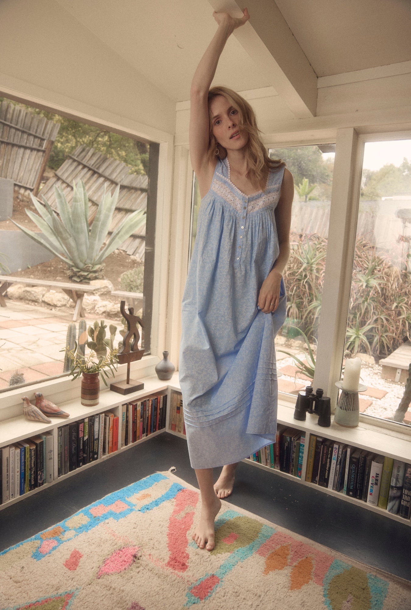 Eileen Coastal Willow Cotton Lawn Ballet Nightgown - Soft & Breathable Sleepwear for Women | Perfect for Summer Nights, Bridal Shower Gifts & Relaxing at Home