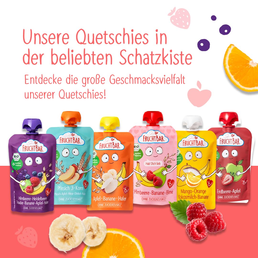 Organic FruchtBar Bio Quetschie Treasure Chest - 19 Variety Pack of Fruit Puree Pouches for Babies 6+ Months & Kids | Healthy On-the-Go Snack for Daycare, Travel & Lunchboxes
