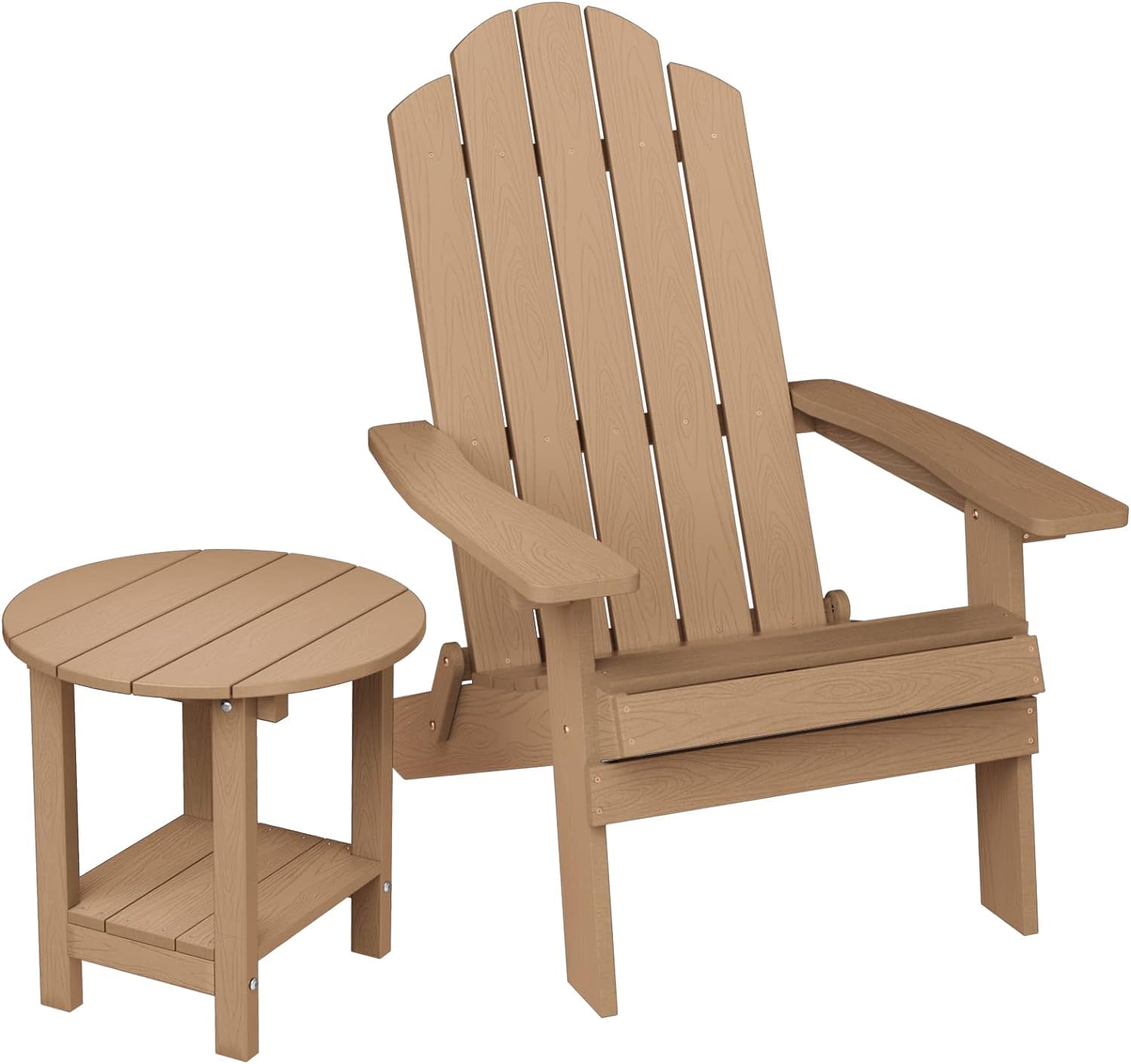 MXIMU Folding Plastic Adirondack Chair and Table Set - Lightweight Outdoor Furniture for Patio, Poolside, Beach & Backyard - Fire Pit Seating & Foldable Lounger Armchair - Perfect for Relaxing, Entertaining & Outdoor Gatherings
