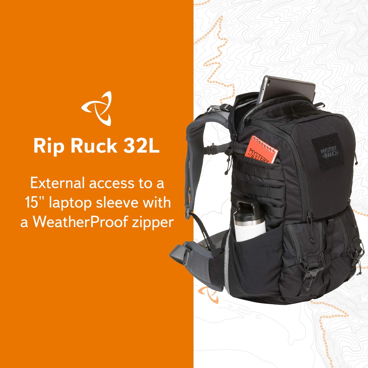 Mystery Ranch Rip Ruck 32L Tactical Backpack - Durable Military Inspired Daypack for Hiking, Travel & EDC (L/XL Size, Black) | Perfect for Outdoor Adventures, Commuting & Tactical Gear Organization