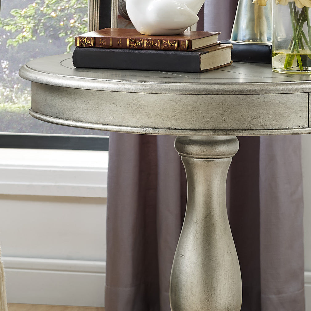 Roundhill Furniture Rene Round Wood Pedestal Side Table - Natural Wood Accent Table for Living Room, Bedroom & Patio - Perfect End Table for Coffee, Books & Decor