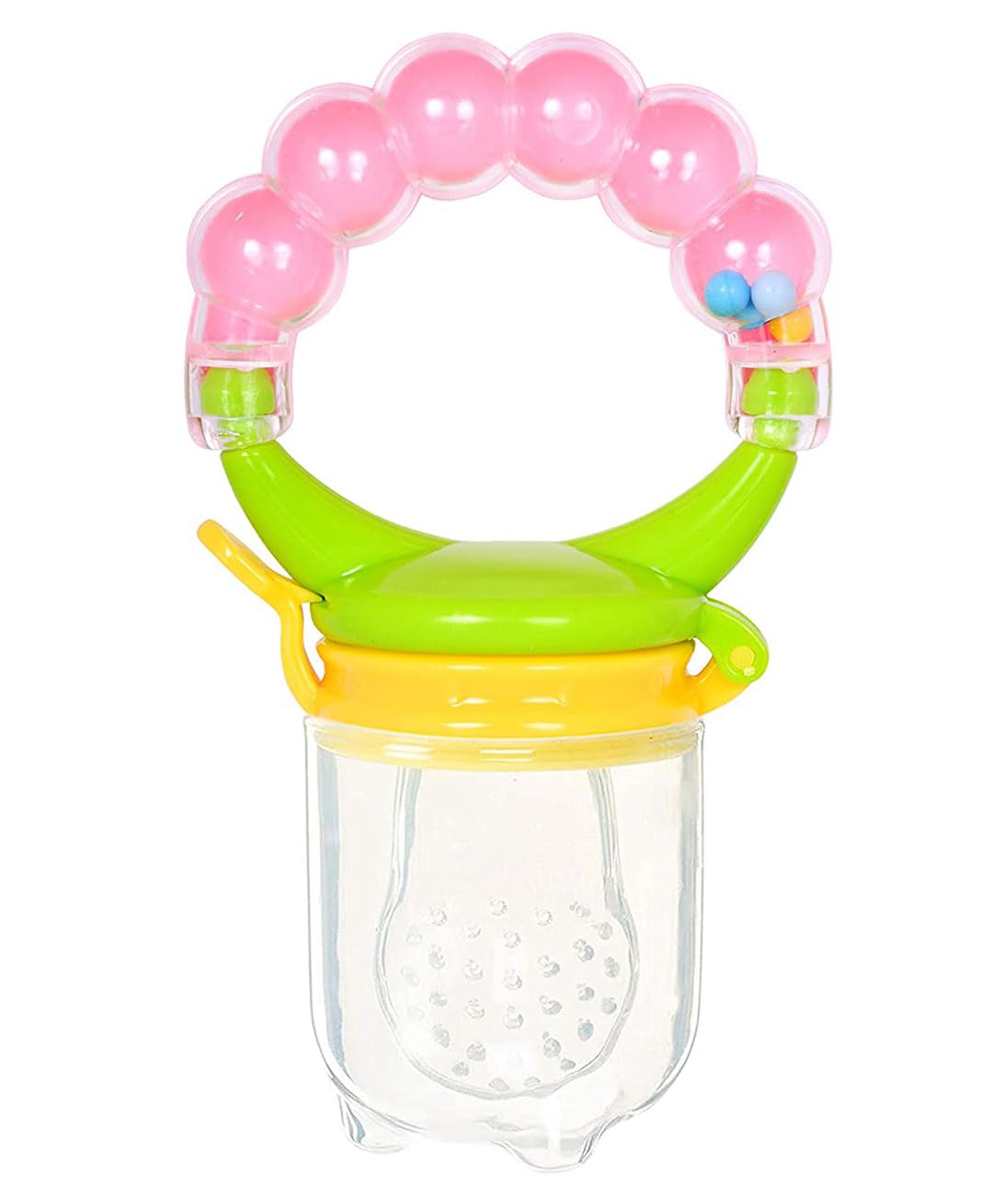 Joy Buzz Infant Rattle Teether & Baby Spoons Set - BPA-Free Silicone Teething Toy & Feeding Utensils for Babies 6+ Months | Safe, Practical Baby Care Essentials | Perfect for Soothing Sore Gums & First Foods (Pink & Baby Pink)