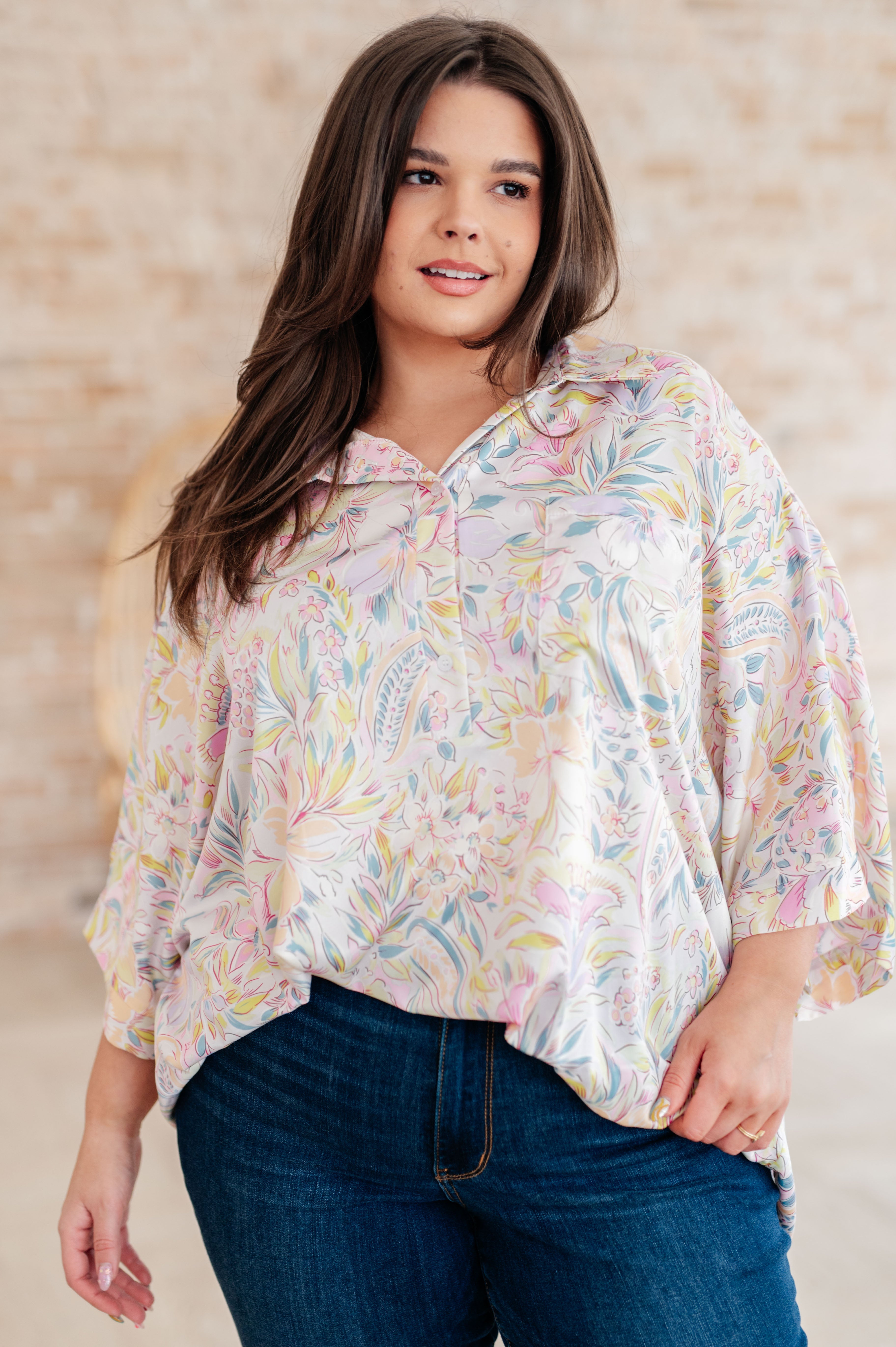 Blissful Botanicals Blouse - Women's Floral Print Boho Blouse for Casual & Summer Wear | Perfect for Beach, Vacation & Everyday Outfits