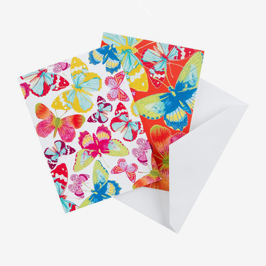 Caspari Assorted Butterfly Note Cards - Elegant Stationery for Greetings, Thank You Notes & Special Occasions