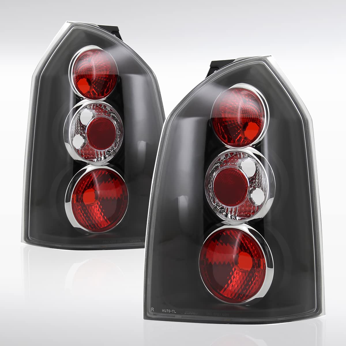 AUTOZENSATION Black Tail Lights Pair Assembly for 2004-2009 Hyundai Tucson - Left & Right Side Replacement - Perfect for Night Driving & Enhanced Vehicle Safety